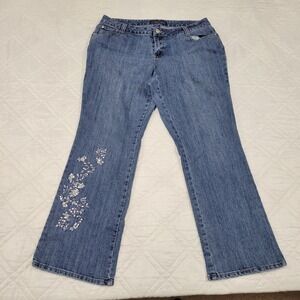 Baccini flare leg blue jeans w/ flower sequins‎ size 16W